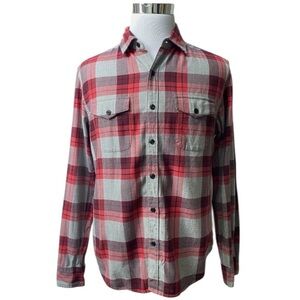 Bonobos flannel Red and Gray Plaid button down Slim Fit Shirt XL